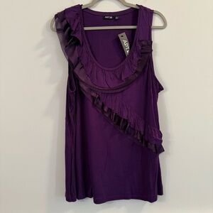 Women’s new Apt. 9 Purple Ruffle sleeveless blouse size XL